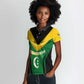 Comoros Women Polo Shirt - National Colors Green Yellow Black Crescent Moon and Stars Emblem