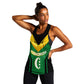 Comoros Women Racerback Tank - National Colors Green Yellow Black Crescent Moon and Stars Emblem