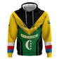 Comoros Zip Hoodie - National Colors Green Yellow Black Crescent Moon and Stars Emblem