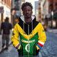Comoros Zip Hoodie - National Colors Green Yellow Black Crescent Moon and Stars Emblem