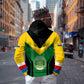 Comoros Zip Hoodie - National Colors Green Yellow Black Crescent Moon and Stars Emblem
