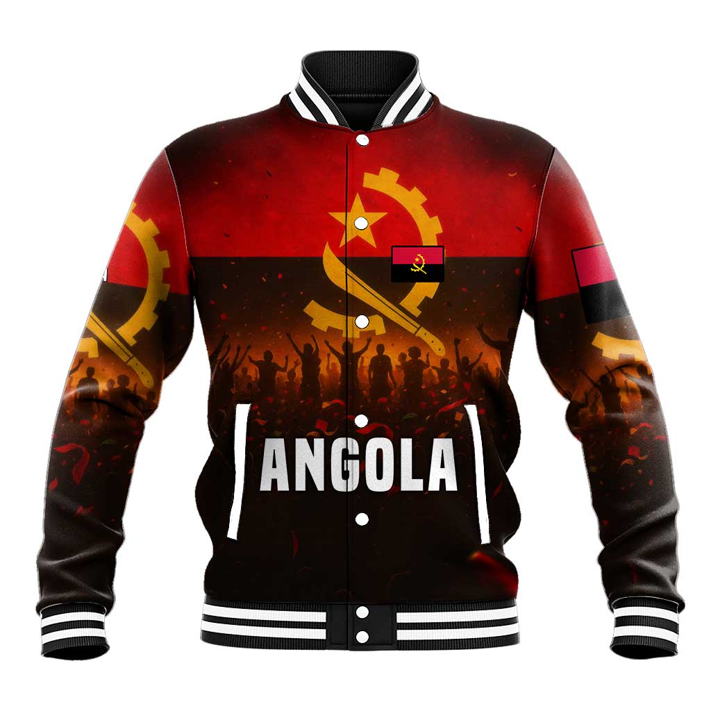 Angola Baseball Jacket Red Black Yellow Grunge - African Pride