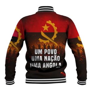 Angola Baseball Jacket Red Black Yellow Grunge - African Pride