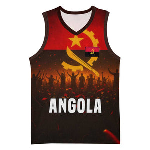 Angola Basketball Jersey Red Black Yellow Grunge - African Pride