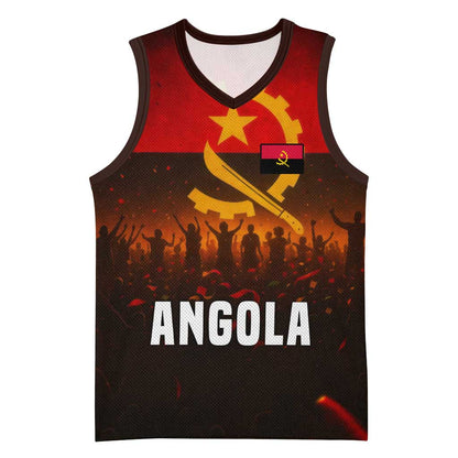 Angola Basketball Jersey Red Black Yellow Grunge - African Pride