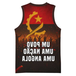 Angola Basketball Jersey Red Black Yellow Grunge - African Pride