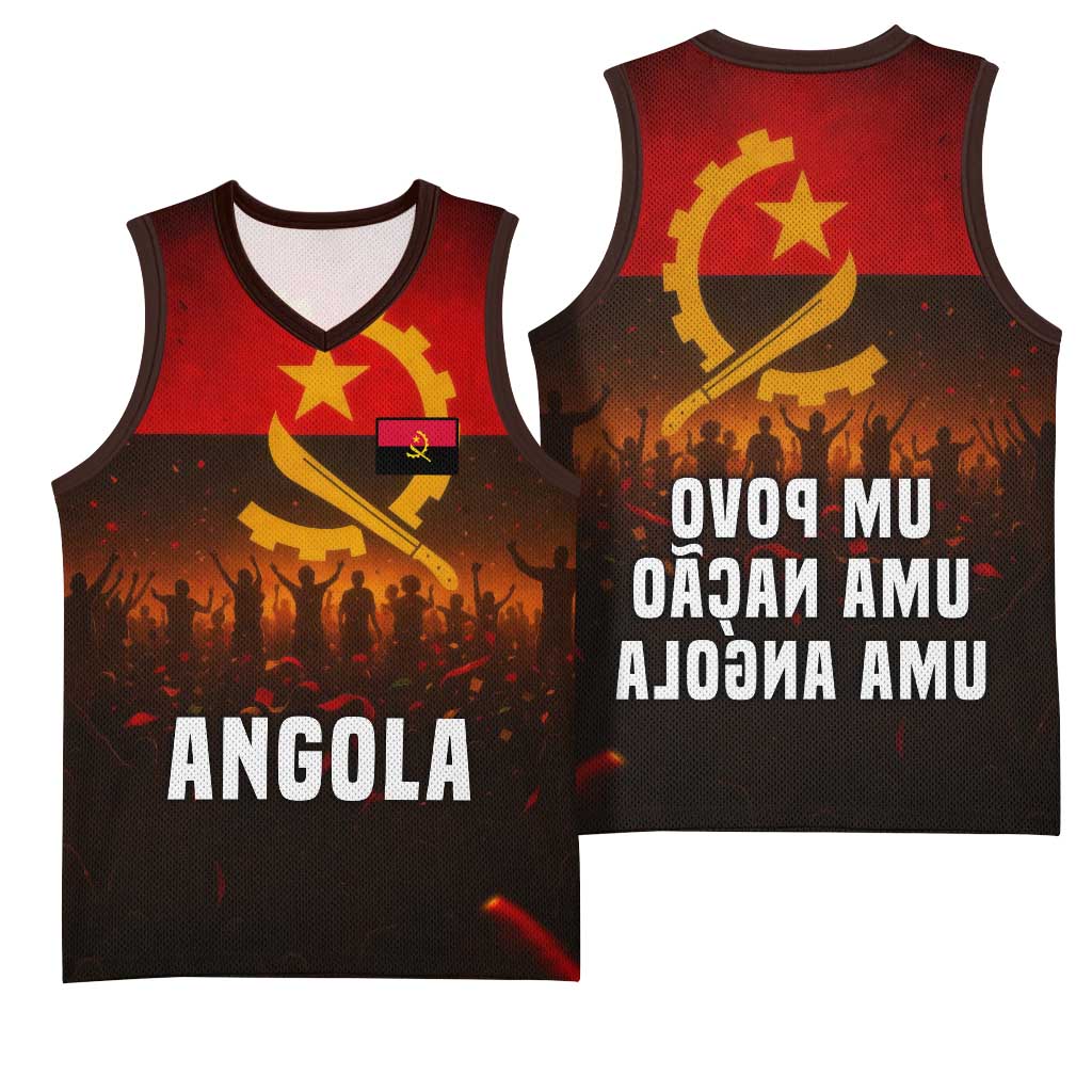Angola Basketball Jersey Red Black Yellow Grunge - African Pride
