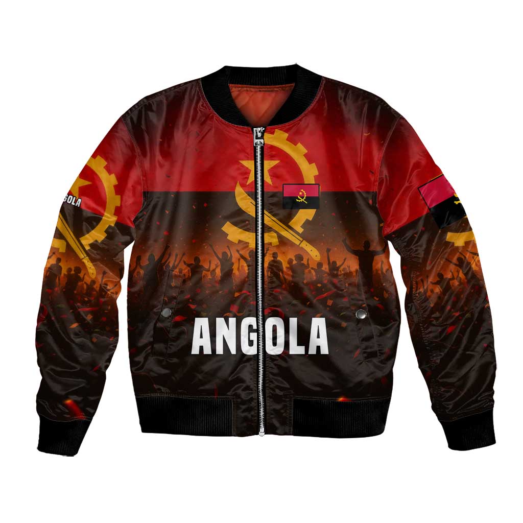 Angola Bomber Jacket Red Black Yellow Grunge - African Pride