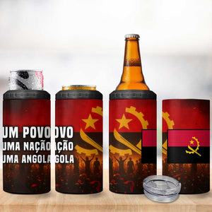 Angola 4 in 1 Can Cooler Tumbler Red Black Yellow Grunge - African Pride