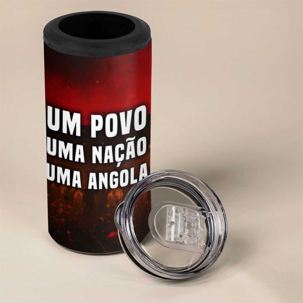 Angola 4 in 1 Can Cooler Tumbler Red Black Yellow Grunge - African Pride