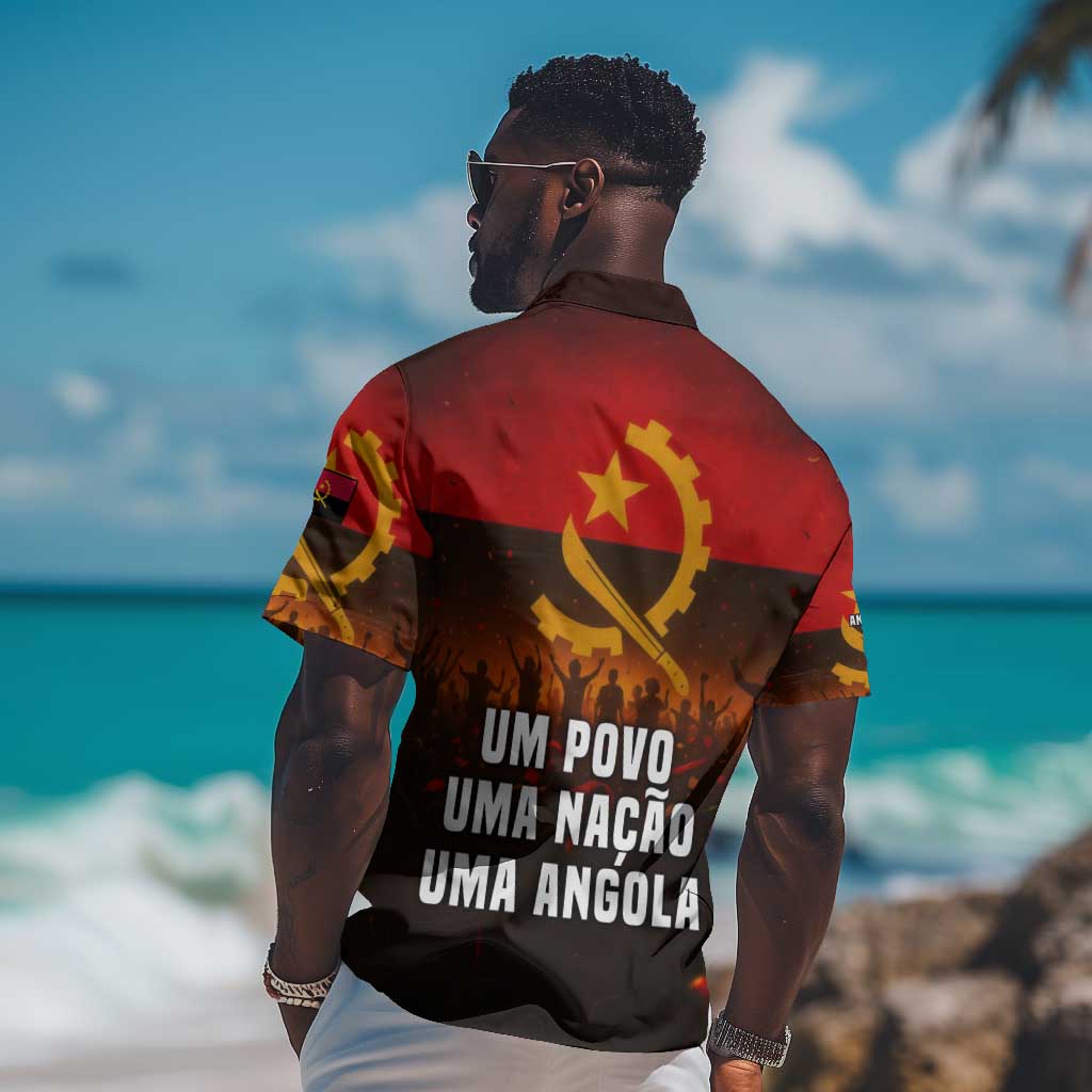 Angola Hawaiian Shirt Red Black Yellow Grunge - African Pride