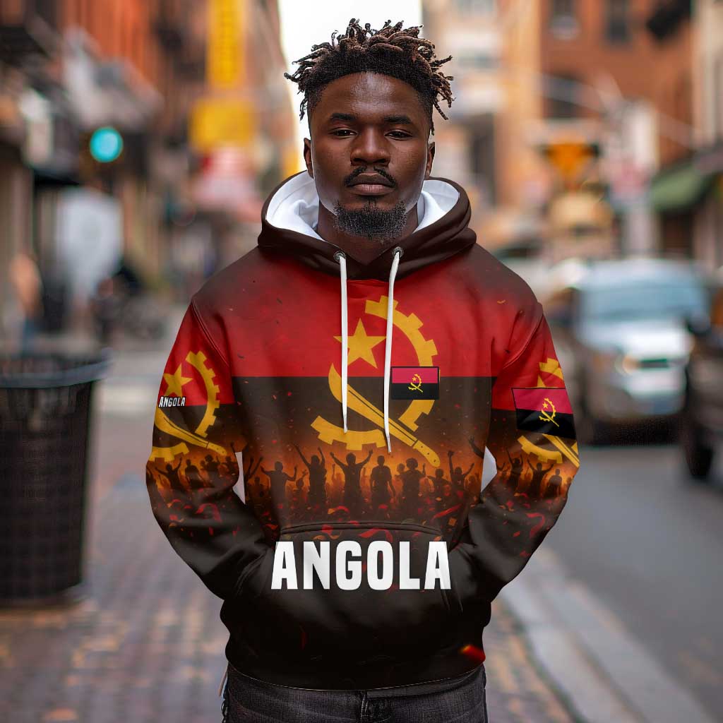 Angola Hoodie Red Black Yellow Grunge - African Pride