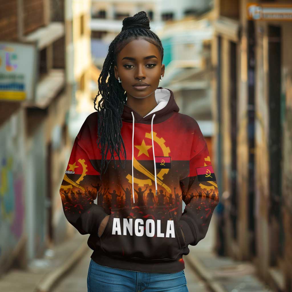 Angola Hoodie Red Black Yellow Grunge - African Pride