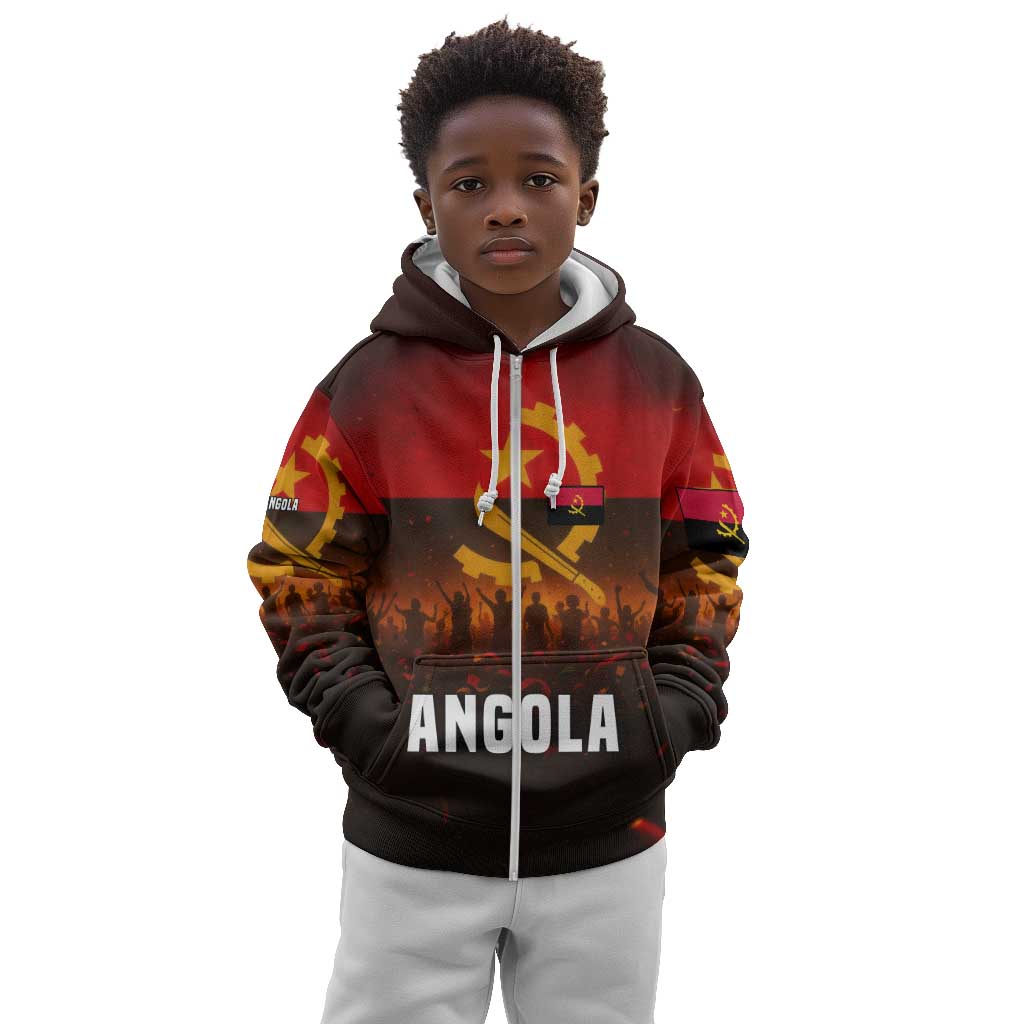 Angola Kid Hoodie Red Black Yellow Grunge - African Pride