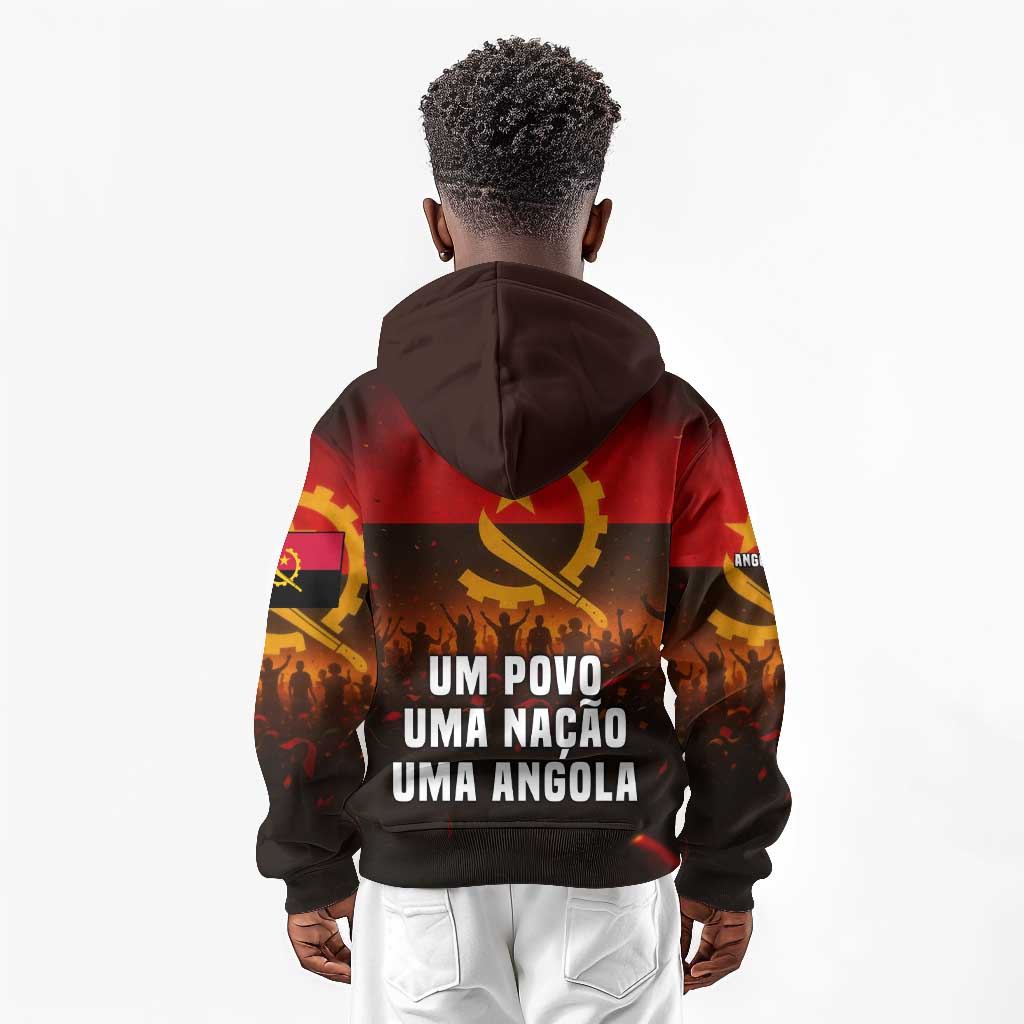 Angola Kid Hoodie Red Black Yellow Grunge - African Pride