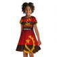 Angola Kid Short Sleeve Dress Red Black Yellow Grunge - African Pride