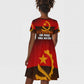 Angola Kid Short Sleeve Dress Red Black Yellow Grunge - African Pride