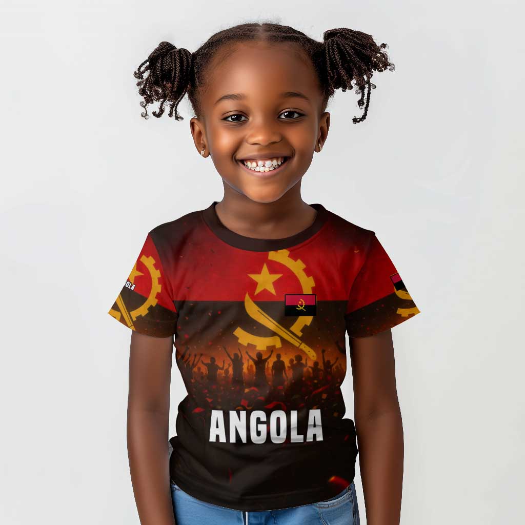 Angola Kid T shirt Red Black Yellow Grunge - African Pride