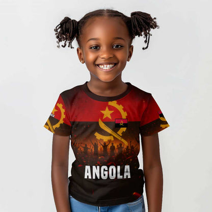 Angola Kid T shirt Red Black Yellow Grunge - African Pride