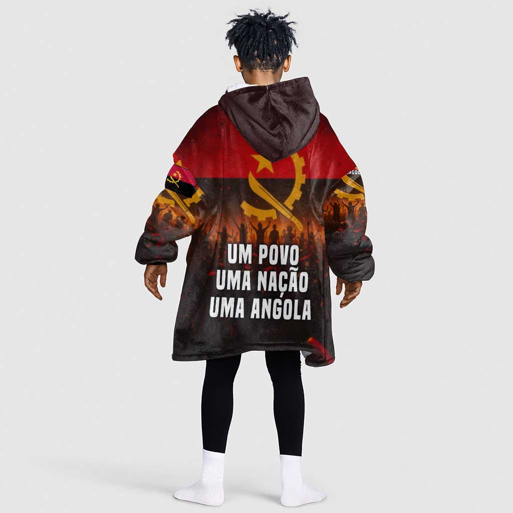 Angola Kid Wearable Blanket Hoodie Red Black Yellow Grunge - African Pride