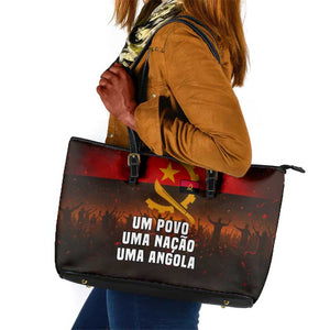 Angola Leather Tote Bag Red Black Yellow Grunge - African Pride