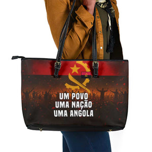 Angola Leather Tote Bag Red Black Yellow Grunge - African Pride