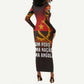 Angola Long Sleeve Bodycon Dress Red Black Yellow Grunge - African Pride