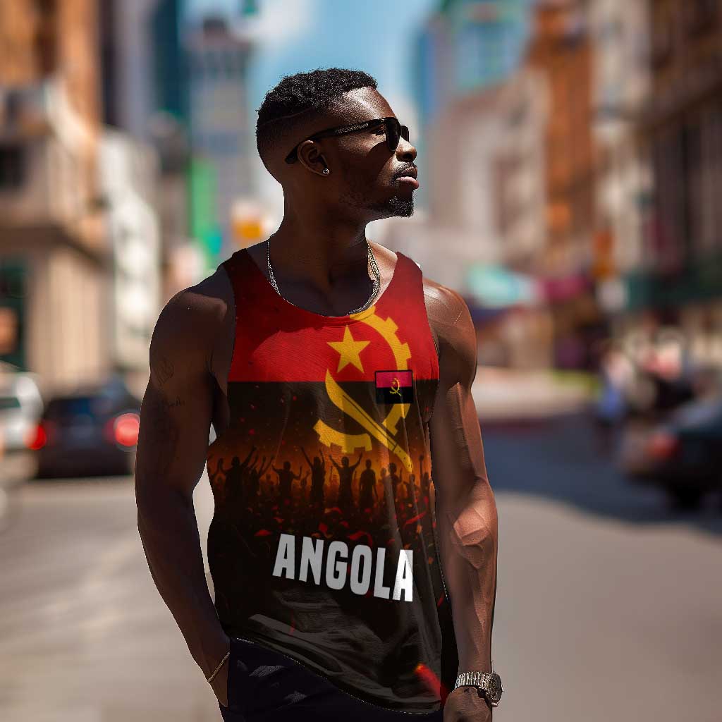 Angola Men Tank Top Red Black Yellow Grunge - African Pride