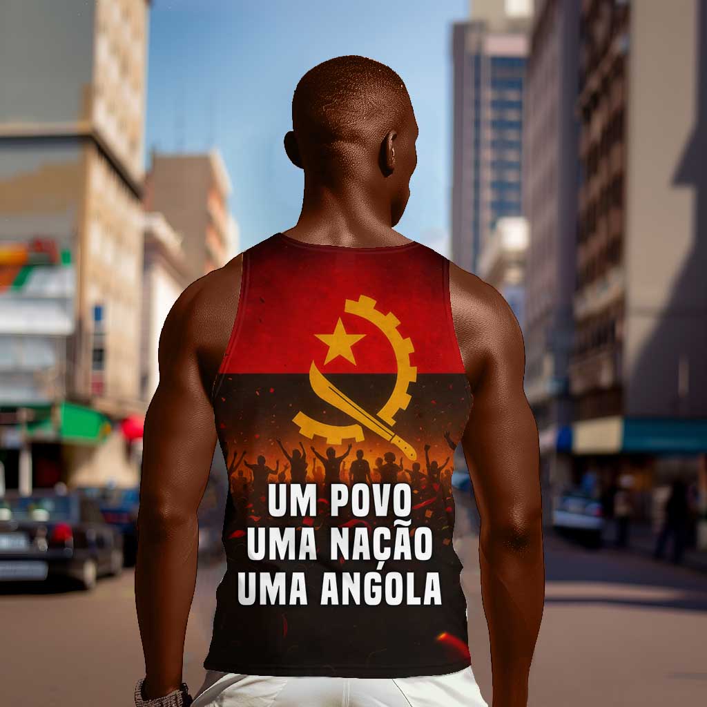 Angola Men Tank Top Red Black Yellow Grunge - African Pride