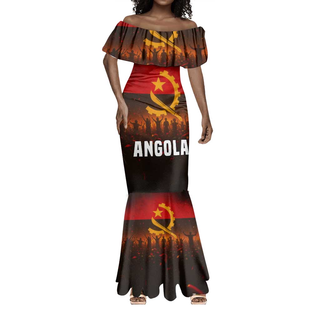 Angola Mermaid Dress Red Black Yellow Grunge - African Pride