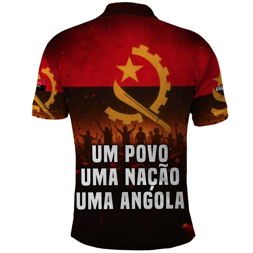 Angola Polo Shirt Red Black Yellow Grunge - African Pride