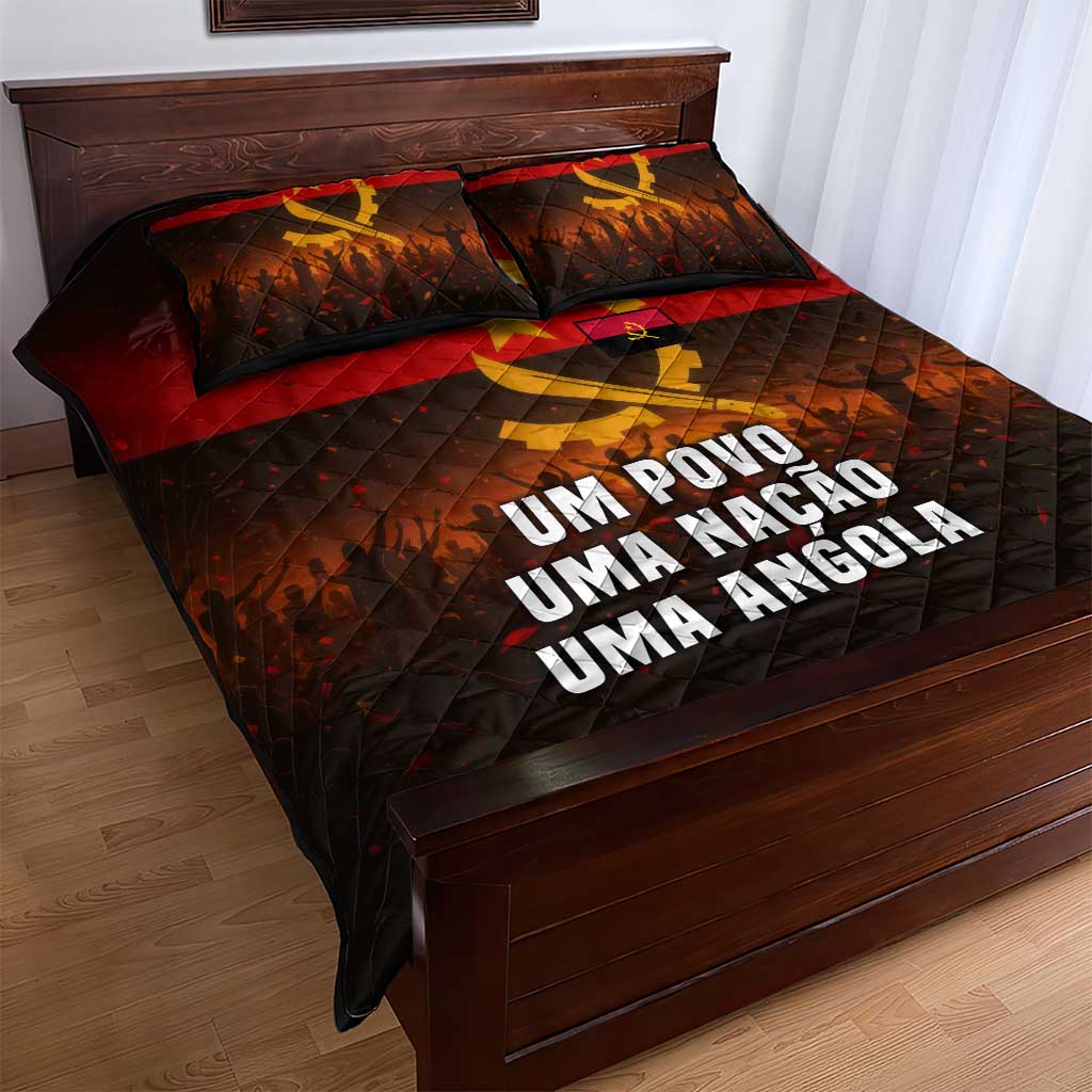 Angola Quilt Bed Set Red Black Yellow Grunge - African Pride