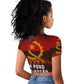 Angola Raglan Cropped T shirt Red Black Yellow Grunge - African Pride