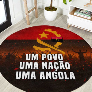 Angola Round Carpet Red Black Yellow Grunge - African Pride