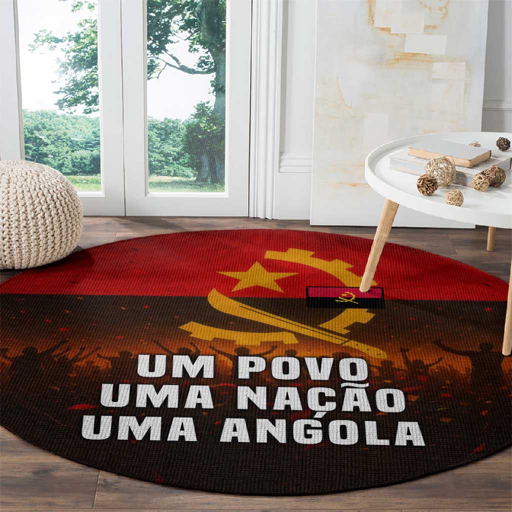 Angola Round Carpet Red Black Yellow Grunge - African Pride