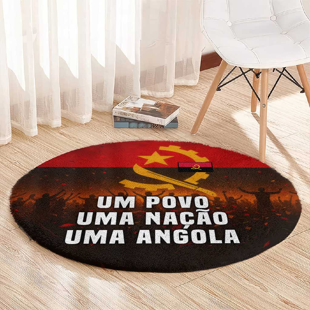 Angola Round Carpet Red Black Yellow Grunge - African Pride