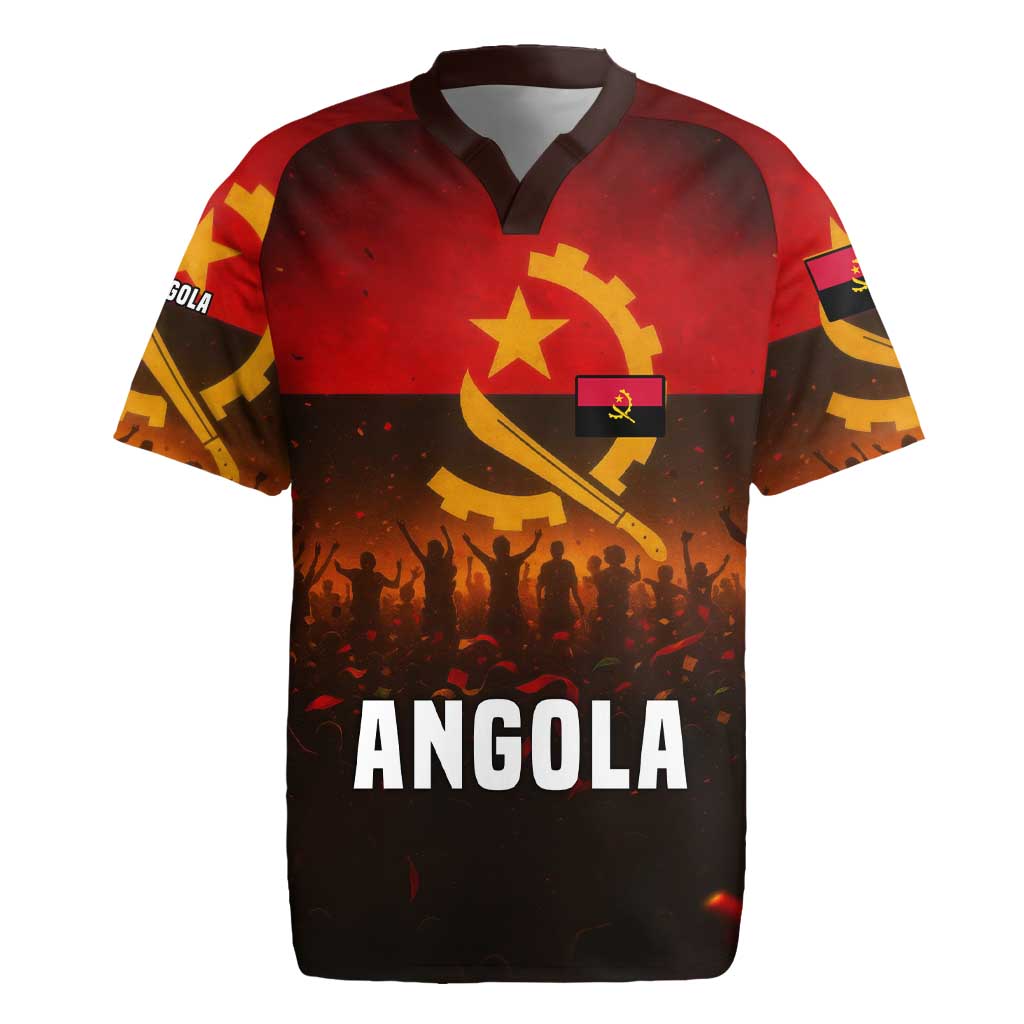 Angola Rugby Jersey Red Black Yellow Grunge - African Pride