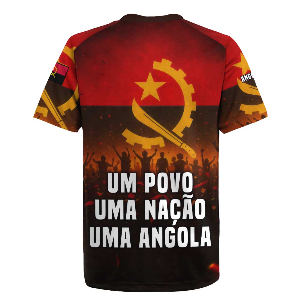 Angola Rugby Jersey Red Black Yellow Grunge - African Pride
