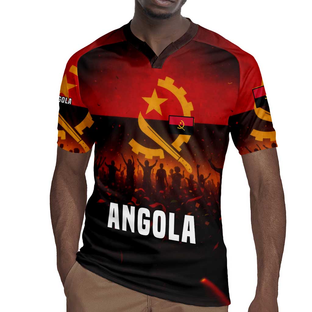 Angola Rugby Jersey Red Black Yellow Grunge - African Pride
