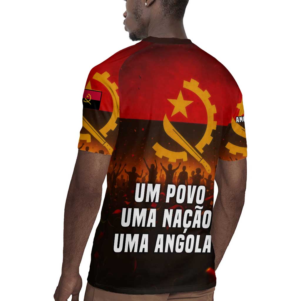 Angola Rugby Jersey Red Black Yellow Grunge - African Pride