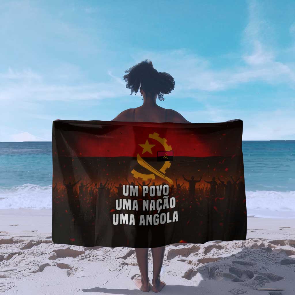 Angola Sarong Red Black Yellow Grunge - African Pride