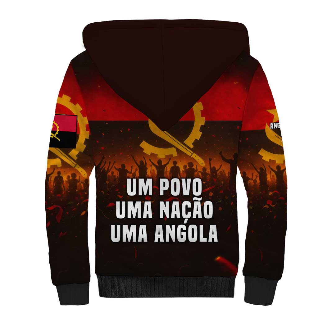 Angola Sherpa Hoodie Red Black Yellow Grunge - African Pride