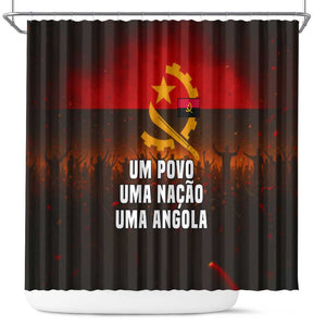 Angola Shower Curtain Red Black Yellow Grunge - African Pride