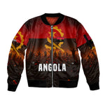 Angola Sleeve Zip Bomber Jacket Red Black Yellow Grunge - African Pride