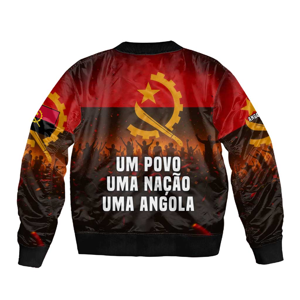Angola Sleeve Zip Bomber Jacket Red Black Yellow Grunge - African Pride
