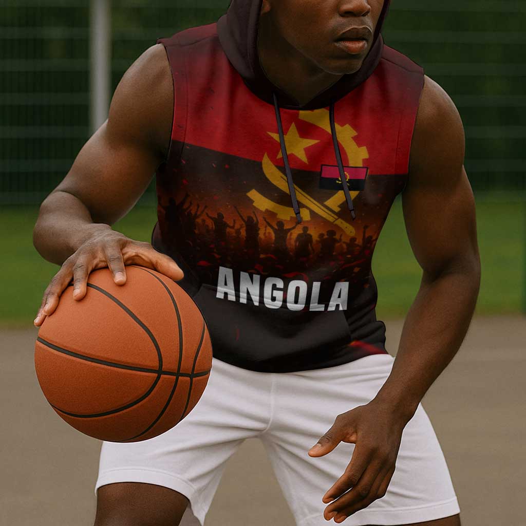 Angola Sleeveless Hoodie Red Black Yellow Grunge - African Pride