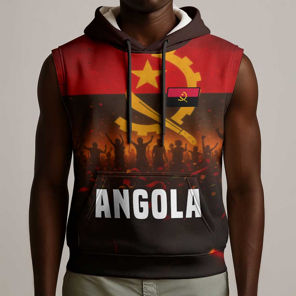 Angola Sleeveless Hoodie Red Black Yellow Grunge - African Pride