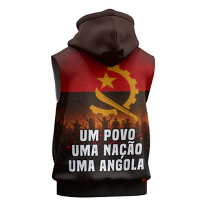 Angola Sleeveless Zip Hoodie Red Black Yellow Grunge - African Pride