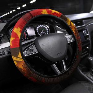 Angola Steering Wheel Cover Red Black Yellow Grunge - African Pride