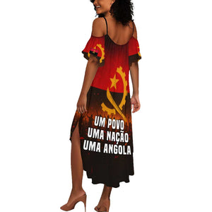 Angola Summer Maxi Dress Red Black Yellow Grunge - African Pride